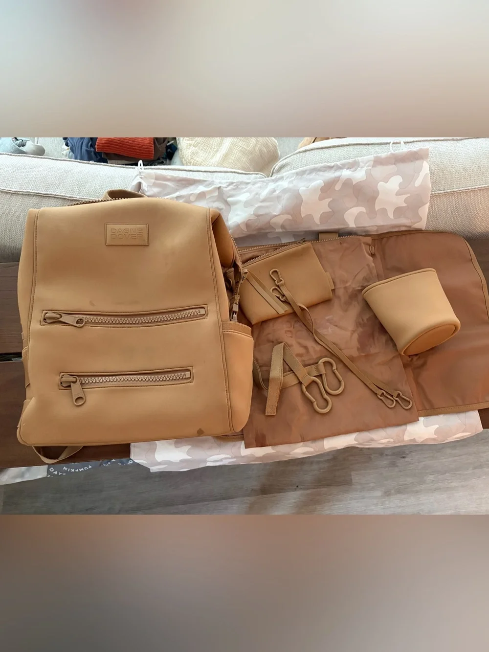 DAGNE DOVER INDI NEOPRENE DIAPER BACKPACK IN CAMEL